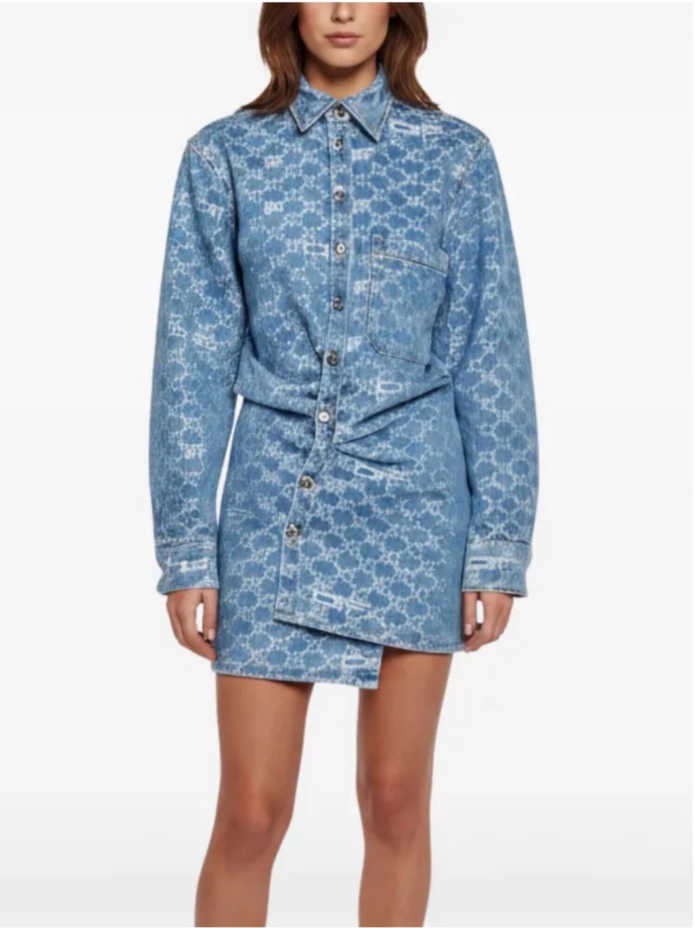 Off-White Monogram Twist Long Sleeve Denim Minidress size 40/ US size 4